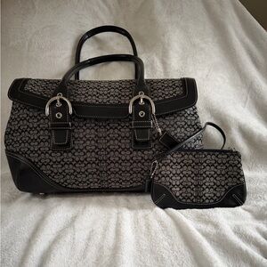 Coach 2004 vintage Vachetta Jacquard hobo soho #7080 with matching wristlet EUC